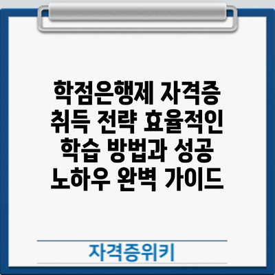 학점은행제 자격증 취득 전략: 효율적인 학습 방법과 성공 노하우 완벽 가이드