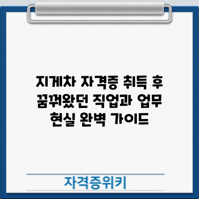 지게차 자격증 취득 후: 꿈꿔왔던 직업과 업무 현실 완벽 가이드