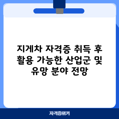 지게차 자격증 취득 후 활용 가능한 산업군 및 유망 분야 전망
