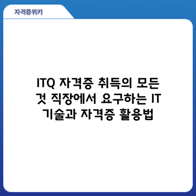 ITQ 자격증 취득의 모든 것: 직장에서 요구하는 IT 기술과 자격증 활용법