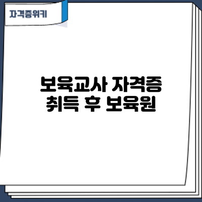 보육교사 자격증 취득 후: 보육원