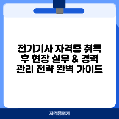 전기기사 자격증 취득 후: 현장 실무 & 경력 관리 전략 완벽 가이드