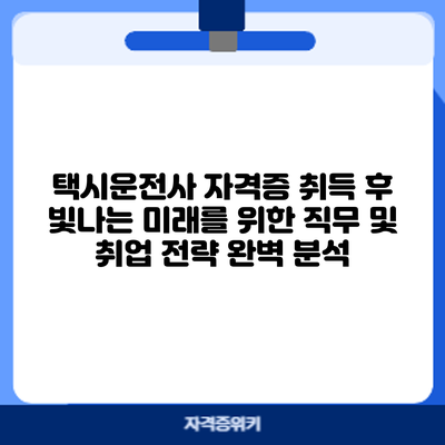 택시운전사 자격증 취득 후: 빛나는 미래를 위한 직무 및 취업 전략 완벽 분석