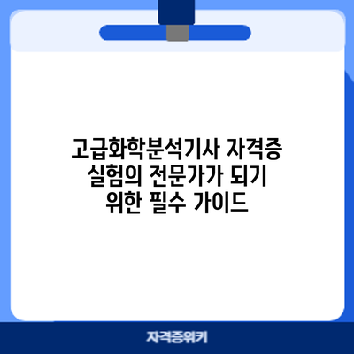 고급화학분석기사 자격증: 실험의 전문가가 되기 위한 필수 가이드