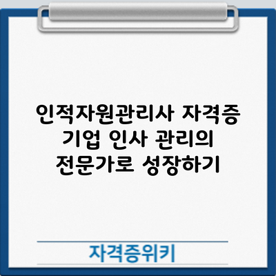 인적자원관리사 자격증: 기업 인사 관리의 전문가로 성장하기