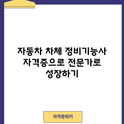 자동차 차체 정비기능사 자격증으로 전문가로 성장하기