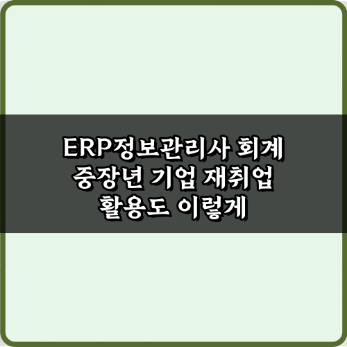 ERP정보관리사 회계 중장년 기업 재취업 활용도 5대 비법